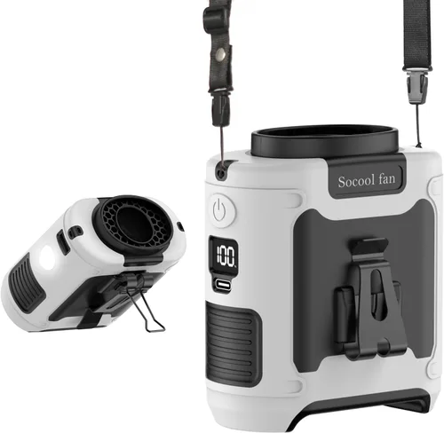 Vista 19 de Socool Ventilador de cintura portátil de 10000mAh con clip en cinturón portátil, ventilador personal recargable operado con batería con 5