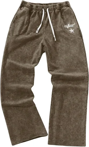 Vista 10 de SOLY HUX Pantalones deportivos holgados Y2k con cordón para hombre Gris oscuro