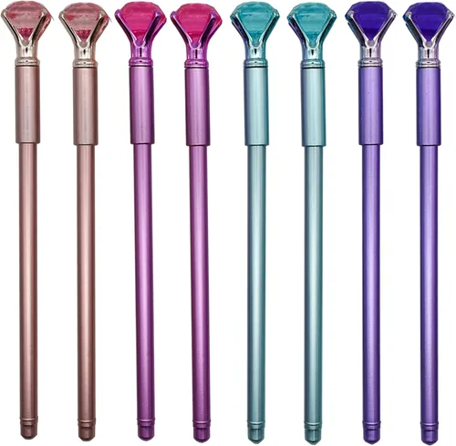 Vista 14 de Maydahui 12 bolígrafos de metal con diamantes grandes retráctiles, brillantes, para bodas, despedidas de soltera, fiestas