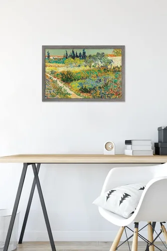Vista 6 de Trends International Garden at Arles de Vincent van Gogh - Póster de pared, 14.72 x 22.37 pulgadas, versión enmarcada de madera de granero
