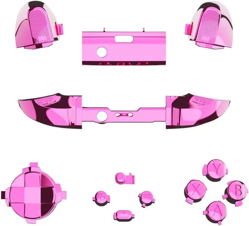 Vista 3 de eXtremeRate Replacement Buttons for Xbox Core Wireless Controller, Chrome Pink Glossy Custom LB RB LT RT Bumpers Trigers Dpad ABXY Start Back Sync