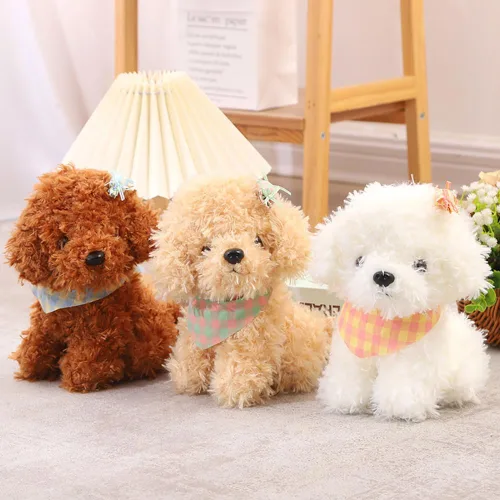 Vista 4 de Peluche de Perro de 8 Pulgadas, Juguete de Peluche de Perro Relleno, Gran Regalo para Niños, Decoración del Hogar (Beige)