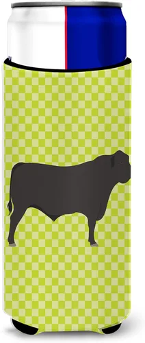 Vista 3 de Caroline's Treasures BB7654CC - Enfriador para latas o botellas, color negro, funda plegable con aislamiento para bebidas, color verde vaca