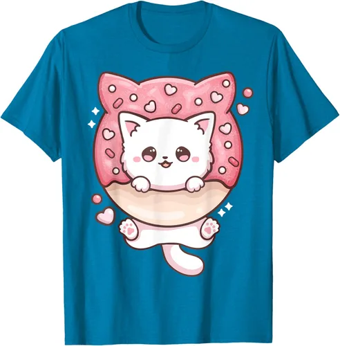 Vista 58 de Camiseta Kawaii Cat Donut Anime Lover Otaku, Negro