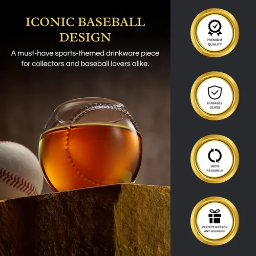 Vista 4 de Regalos de béisbol para hombres, juegos de decantador de whisky para hombres, juego de decantador de bate de béisbol de 20 onzas con 2 vasos, regalo