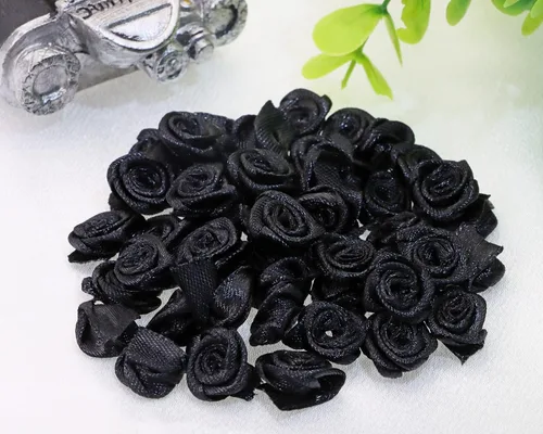 Vista 2 de Shapenty Mini cinta de satén de 5/8 pulgadas, diseño de rosas para boutique, flores de costura, lazos para manualidades, adornos florales
