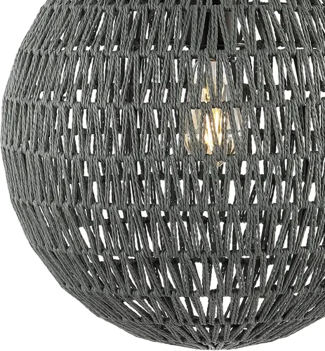 Vista 8 de JONATHAN Y Lámpara colgante LED tejida bohemia moderna de 16 pulgadas, color gris/negro, lámpara de techo colgante ajustable para isla de cocina