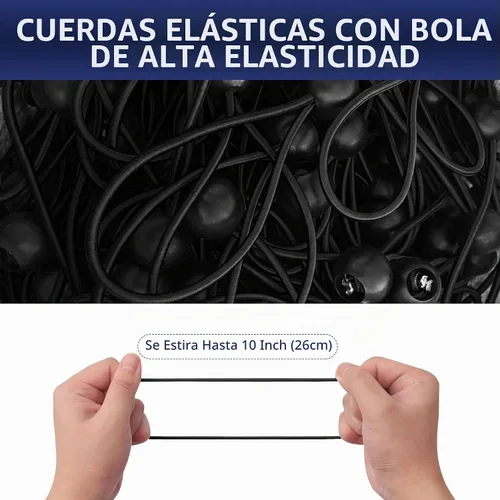 Vista 4 de Cuerdas elásticas de bolas de 6 pulgadas, correa elástica resistente a los rayos UV, cordón de amarre reutilizable con bolas, cables para interiores