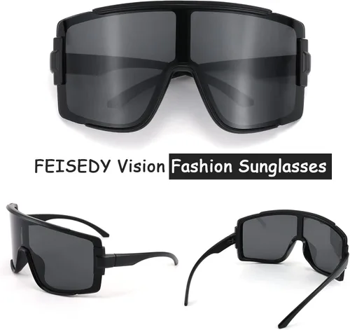 Vista 4 de FEISEDY Gafas de sol para hombres y mujeres, gafas de béisbol deportivas de los años 80 para jóvenes, adolescentes, correr, softbol, B4057