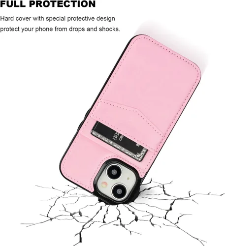 Vista 42 de KIHUWEY - Funda tipo cartera compatible con iPhone 15 con soporte para tarjetas de crédito, cierre magnético, soporte de cuero premium, cubierta