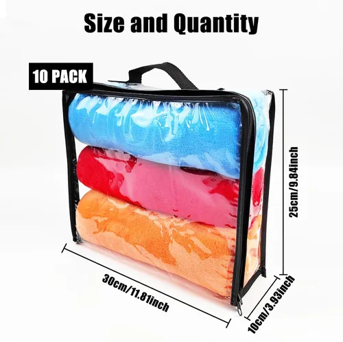 Vista 2 de 10 cubos grandes de embalaje de viaje transparente, bolsas de almacenamiento de vinilo transparente con cremallera, bolsa de plástico