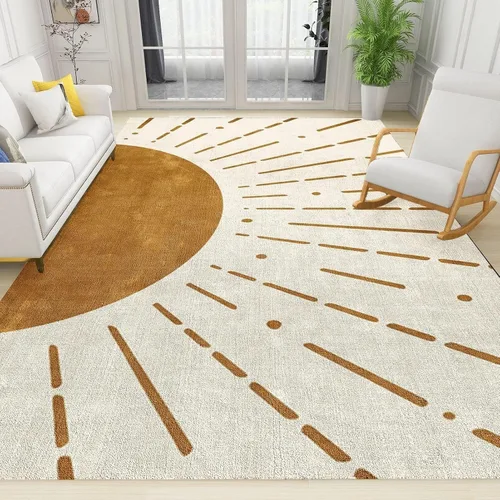 Vista 10 de Alfombra minimalista de lujo con diseño geométrico para sala de estar, alfombra moderna con estampado de mármol rosa dorado, alfombra rectangular