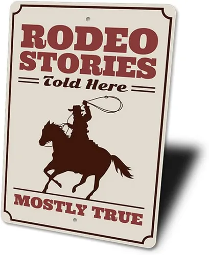 Vista 4 de Rodeo Stories Told Here, Ranch - Letrero de aluminio, 8 x 12 pulgadas