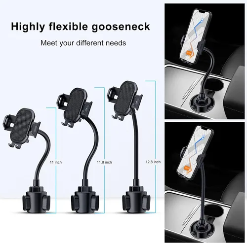 Vista 5 de Soporte de teléfono para automóvil, soporte flexible de cuello de cisne para teléfono, soporte ajustable compatible con iPhone 13 Pro Max 12 Pro 11