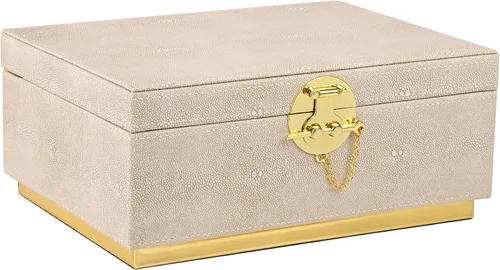Vista 11 de HofferRuffer Elegante Caja Decorativa de Cuero Sintético, Organizador de Caja de Joyería de Almacenamiento, Soporte Organizador de Cosméticos Grande