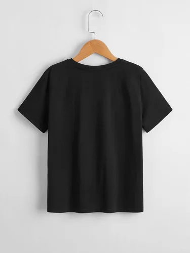 Vista 2 de WDIRARA Conjunto de 2 piezas para niño, camiseta de cuello redondo y pantalones cortos con cordón