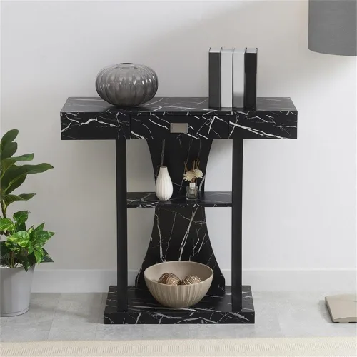 Vista 9 de Convenience Concepts Newport Harri - Mesa consola, madera de granero/negro Barnwood/Negro