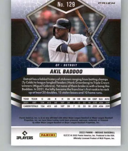 Vista 2 de Panini Mosaic Mosaic Parallel #129 Akil Baddoo Detroit Tigers - Tarjeta de intercambio de béisbol 2022