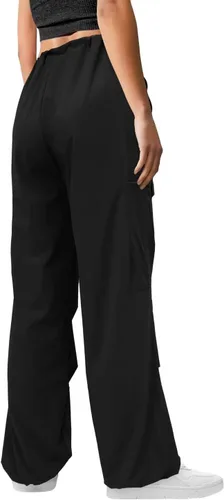 Vista 3 de JZC Pantalones de paracaídas para mujer, pantalones cargo holgados de cintura baja, pantalones Y2K con bolsillos, pantalones deportivos relajados
