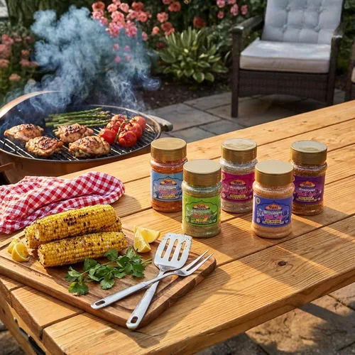 Vista 3 de Rani Himalayan Pink Salt Granules 5 in 1 Flavors (Mint, Smokey Garlic, Italian, Pepper, Peri Peri) PET Jar ~ All Natural Vegan Gluten Friendly