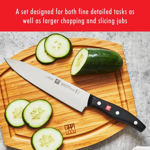Vista 2 de ZWILLING Twin Signature - Juego de cuchillos alemanes afilados de 2 piezas, fabricado en una fábrica alemana propiedad de la empresa con acero