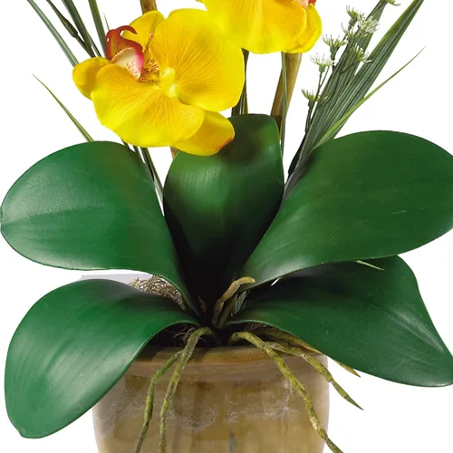 Vista 3 de Nearly Natural 1016-GY Phalaenopsis - Arreglo floral de orquídea de seda, amarillo, 9x6x21