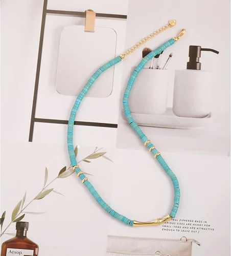 Vista 7 de CANEVINKA Gargantilla bohemia con cuentas chapada en oro de 18 quilates, collar con colgante de cuentas vintage, joyería hecha a mano para mujer
