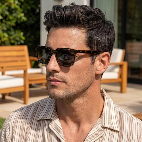 Vista 2 de CARFIA Gafas de sol polarizadas para hombre con protección UV400 Cool Man 1. Marco Tortuga Lente Gris