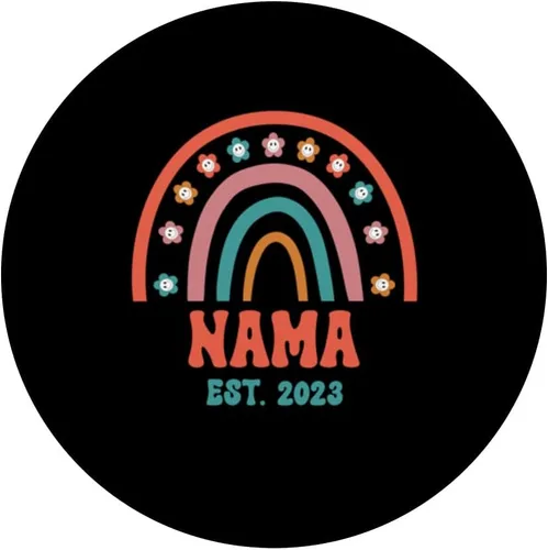 Vista 3 de Retro Nama Groovy Grandma Est. 2023 Rainbow Boho Style PopSockets Swappable PopGrip