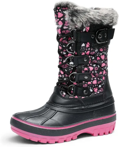 Vista 15 de DREAM PAIRS - Botas de nieve para el invierno, impermeables y con aislamiento para niños Negro