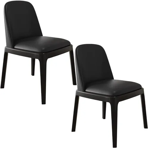Vista 19 de Juego de 2/4 sillas de comedor, sillas de comedor de madera, silla tapizada para sala de estar, silla de vestíbulo sin brazos con respaldo curvo