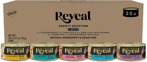 Vista 13 de Reveal Variedad de pollo en caldo húmedo para gatos, 3 sabores paquete