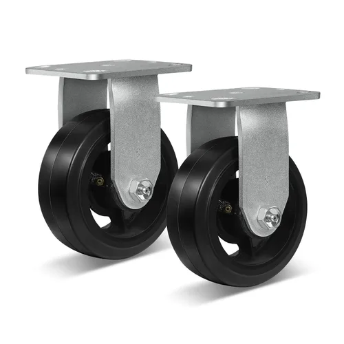 Vista 44 de Ruedas resistentes de 4 pulgadas, ruedas industriales de placa con rueda de goma, utilizadas para carrito de herramientas, plataforma, camión