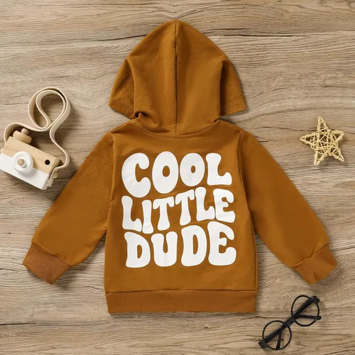 Vista 3 de ZOELNIC Ropa con capucha para bebé niño para otoño e invierno, sudadera de manga larga con estampado de letras