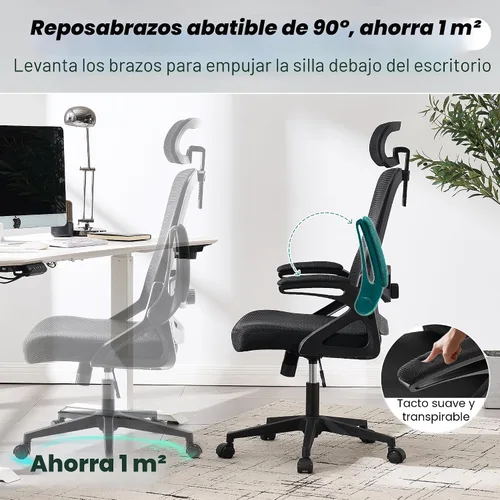 Vista 9 de Fizzin Silla de Oficina Ergonómica, Sillas de Computadora de 400 LBS con Soporte Lumbar Ajustable, Silla de Escritorio de Malla Transpirable Rosado