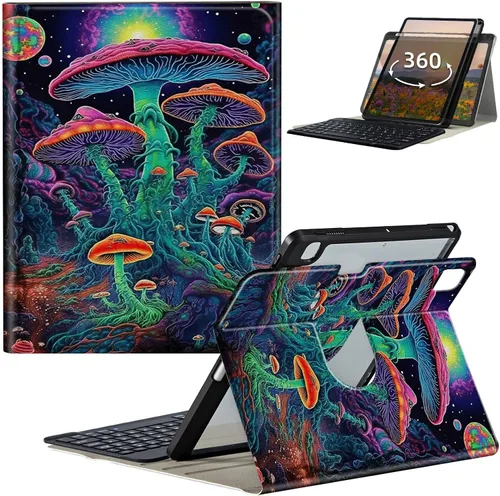 Vista 58 de Funda de teclado para iPad de 9ª/8ª/7ª generación de 10.2 pulgadas 2021/2020/2019 con soporte delgado giratorio de 360 grados, cubierta inteligente