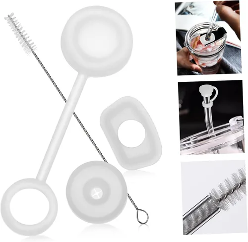 Vista 9 de 12Pcs Silicone Spill Stopper Set with Straw Covers and Cleaning Brushes Leakproof Design for Cup and Stoppers for Outdoor Activities