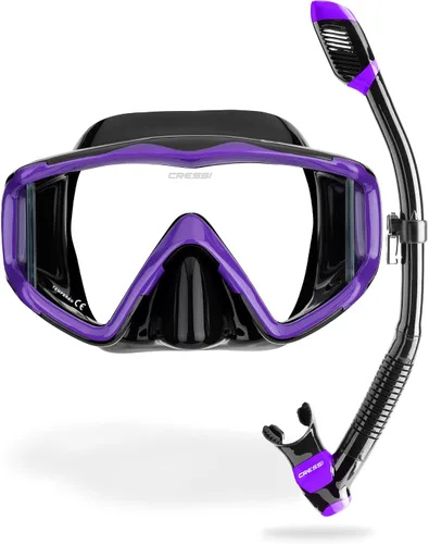 Vista 11 de Cressi Panoramic Wide View Mask & Dry Snorkel Kit for Snorkeling, Scuba Diving - Pano 3 & Supernova Dry: Designed in Italy