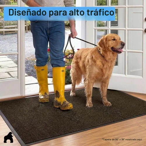 Vista 7 de Gorilla Grip - Tapete afelpado original de goma con perfil bajo, resistente, duradero, impermeable y fácil de limpiar para interior y exterior Marrón