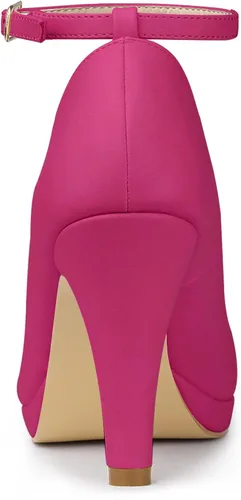 Vista 3 de Allegra K Zapatos de tacón de aguja con correa de tobillo y punta redonda para mujer