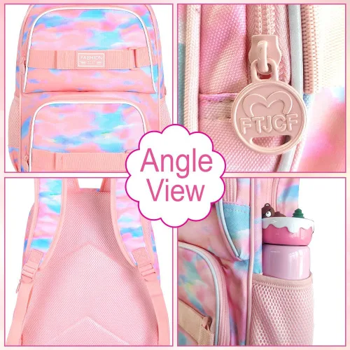 Vista 29 de Mochila para laptop, 16 pulgadas, bolsa escolar y bolsa de almuerzo, mochilas resistentes al agua para adolescentes, niñas, mujeres, estudiantes