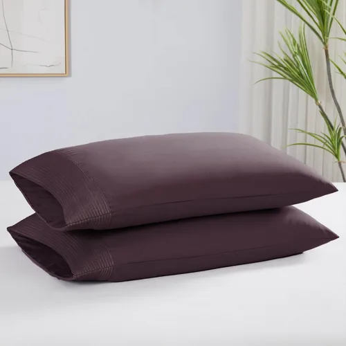 Vista 56 de Southshore Fine Linens® - Vilano® Springs - Par de fundas de almohada plisadas, color negro, estándar (Queen)