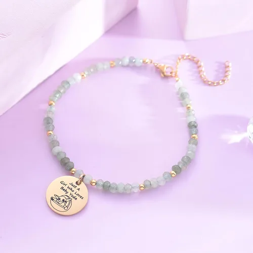 Vista 3 de Melix Home Baby Yo-da Gifts - Pulsera de piedra natural mandaloriana, regalo para mujeres, hijas, adolescentes, niñas, pulseras Yo-da Stuff