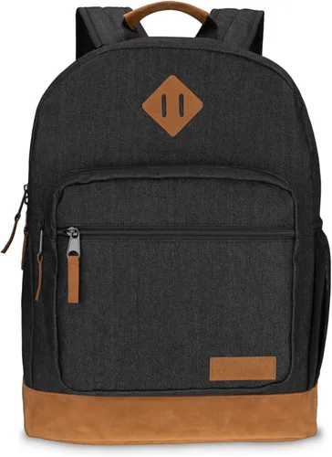 Vista 9 de Wrangler Yellowstone Mochila resistente al agua para viajes, mochila casual para portátil o cuaderno, negro cuerda, Mediana, Mochilas Daypack
