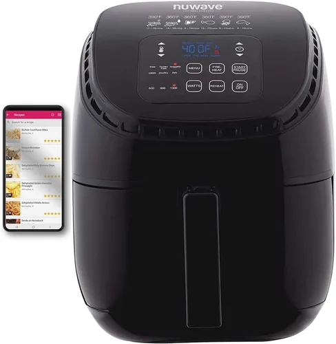 Vista 8 de Nuwave Brio - Freidora de aire digital saludable de 6 cuartos con controles digitales de un solo toque, 6 funciones de menú preestablecidas e