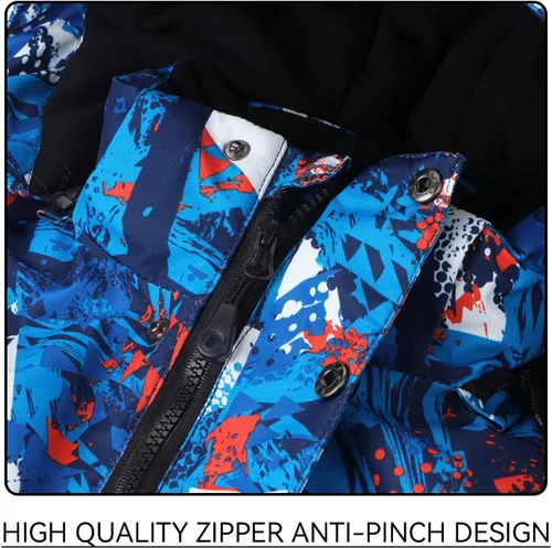 Vista 3 de Conjunto de chaqueta y pantalones de esquí para niños, abrigos de lluvia para snowboard de invierno, trajes de nieve para niñas y niños