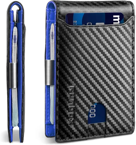 Vista 176 de RUNBOX - Carteras delgadas para hombre, cartera de piel con pinza para el dinero, cartera de bolsillo frontal con bloqueo RFID, tarjetero
