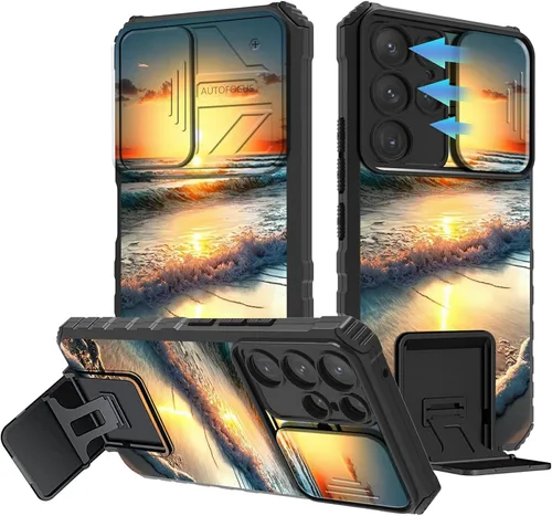 Vista 78 de Funda para Samsung Galaxy A13 5G/4G/A04S, Galaxy A13 5G con cubierta de cámara deslizante, funda de doble capa integrada con función atril