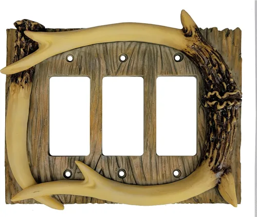 Vista 2 de Rivers Edge Products Rivers Edge Products Decora - Placa para interruptor de luz, doble balancín, cubierta de placa decorativa de poliresina