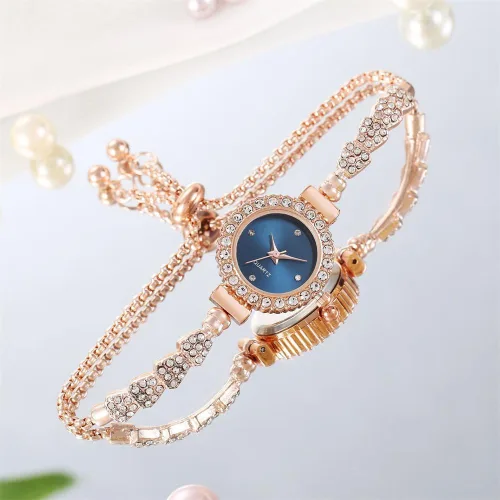 Vista 7 de CdyBox Relojes para mujer, pulsera de diamantes, reloj de vestir analógico de cuarzo, accesorios ajustables, paquete de 4